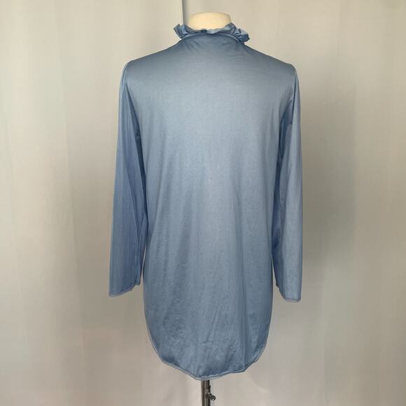 Lingerie Sleep Top Size Medium Blue Pastel Sheer Lace Ruffle Negligee Coquette - Picture 7 of 12